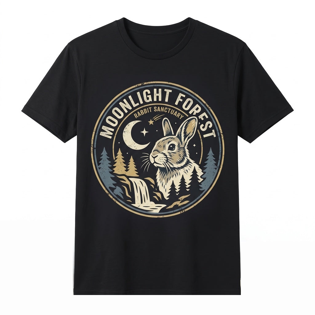 Vintage Howling Bunny Full Moon Retro Easter Graphic Novelty Rabbit Lover Unisex TShirt