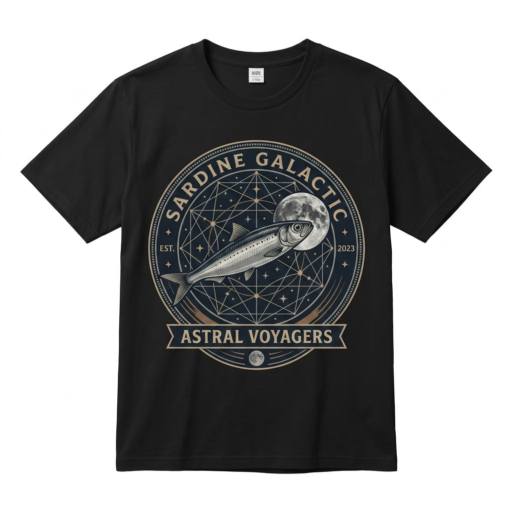 Vintage Retro Three Sardines Moon Graphic Oversized Washed Funny Unisex TShirt