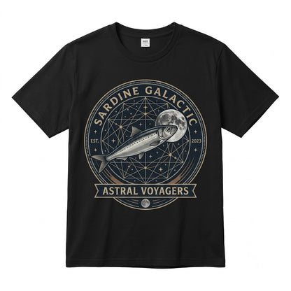 Vintage Retro Three Sardines Moon Graphic Oversized Washed Funny Unisex TShirt