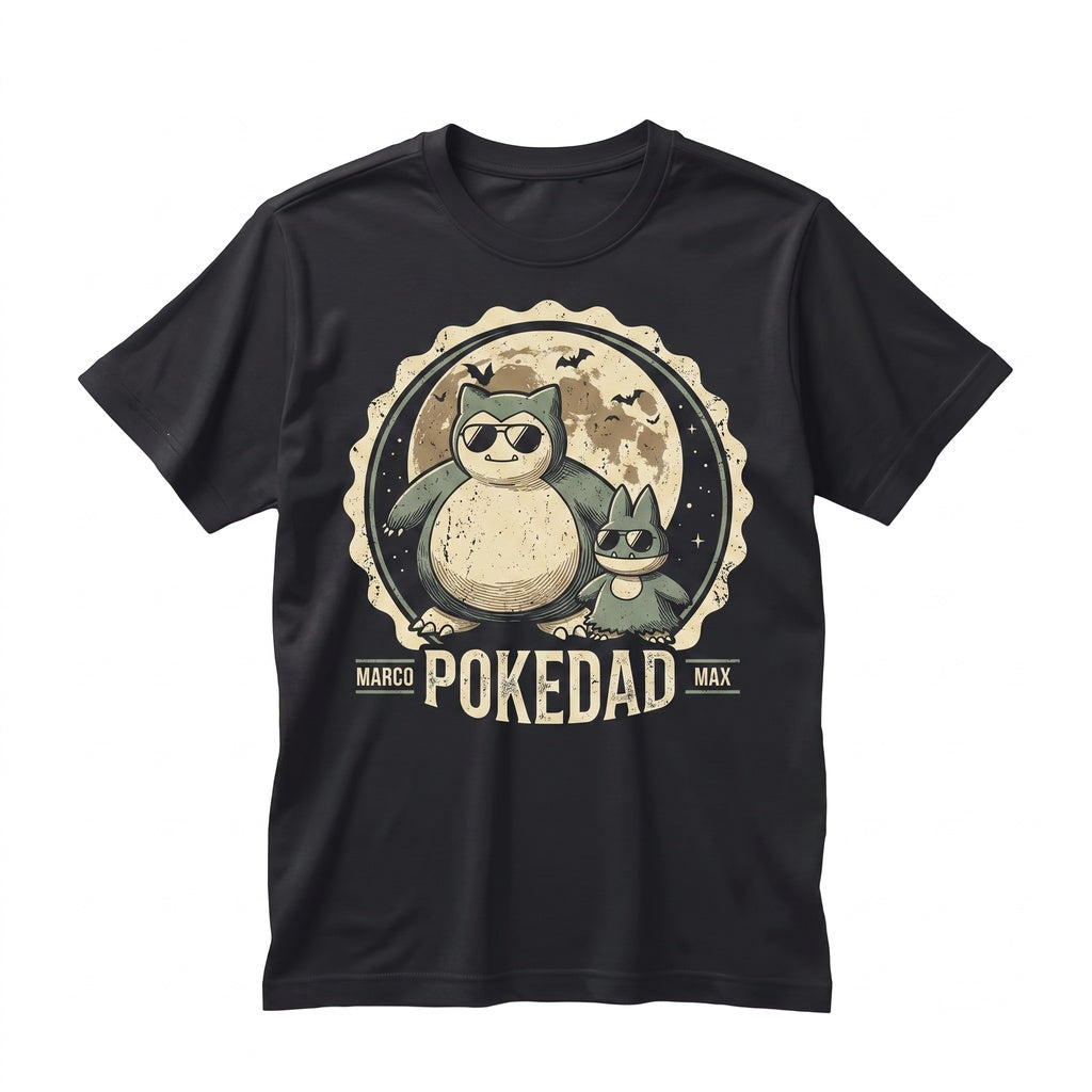 Personalized Sleeping Monster Fathers Day 2026 Gift, Dad And Son Birthday Graphic Cotton Apparel, Unisex TShirt