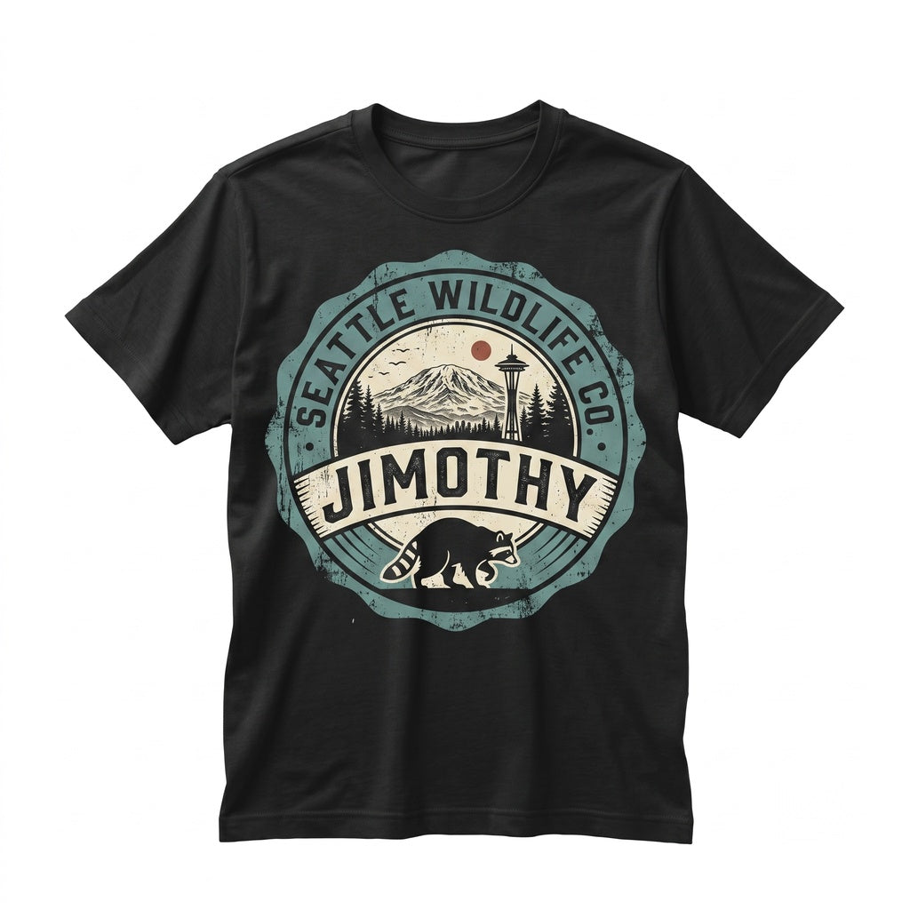 Jimothy Raccoon Vintage Seattle Wildlife Funny Viral Round King Pacific Northwest Unisex TShirt