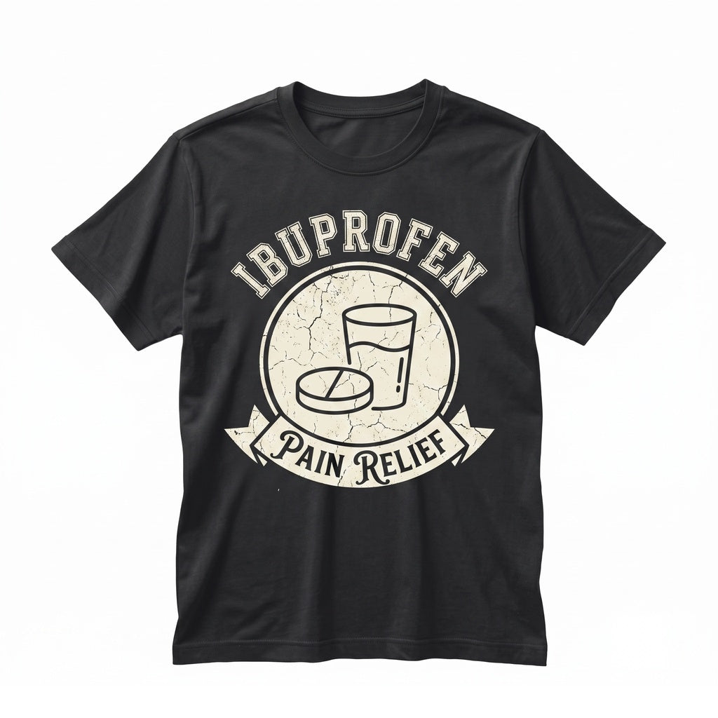 I Need Ibuprofen Vintage Ironic Meme Painkiller Festival Humorous Hungover Silly Gift Unisex TShirt