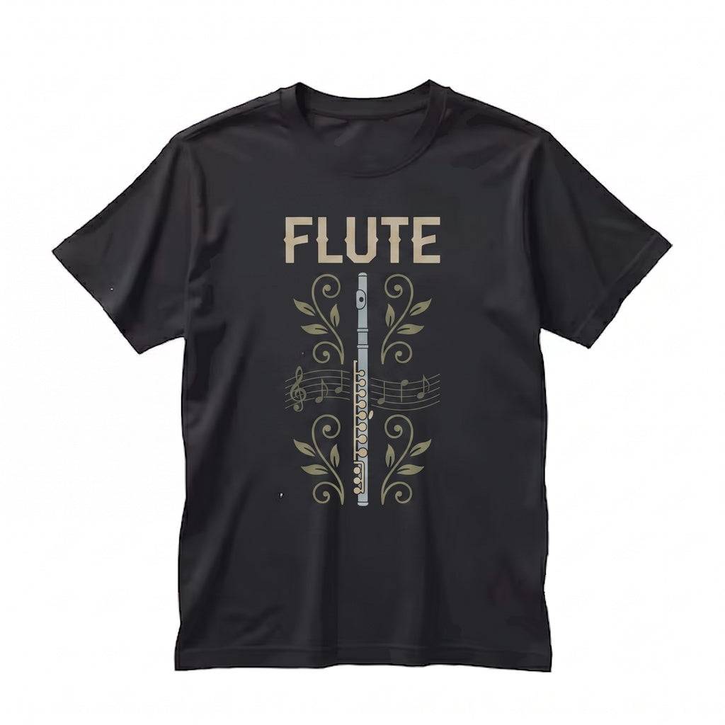 Elegant Flute Graphic Print, Deep Blue Classical Music Instrument Unisex TShirt