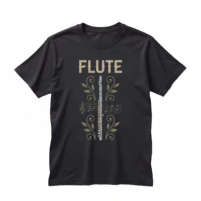 Elegant Flute Graphic Print, Deep Blue Classical Music Instrument Unisex TShirt