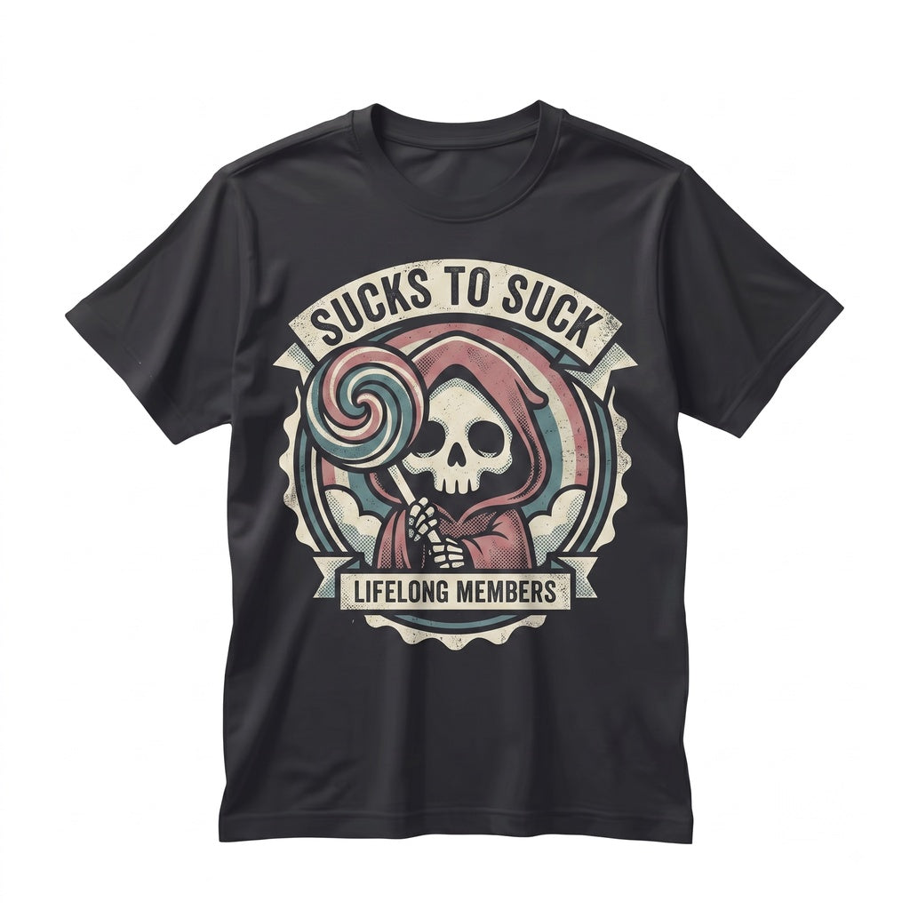 Sucks To Suck Sarcastic Snarky Grim Reaper Spooky Candy Funny Sassy Graphic Unisex TShirt