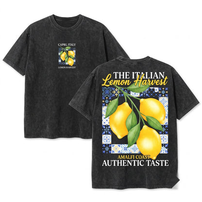 Lemon Graphic Mediterranean Summer Unisex Wash T-Shirt