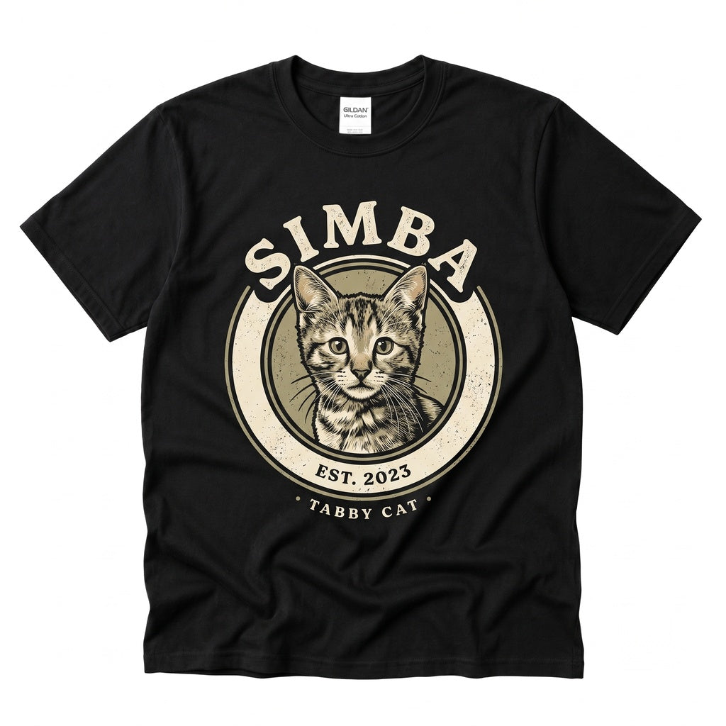 Custom Retro Sunset Cat Dog Photo Personalized Memorial Pet Portrait Gift Unisex TShirt