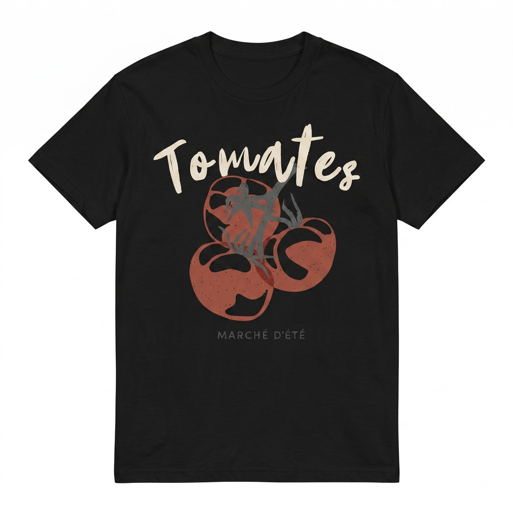 French Summer Market Tomato Graphic Vintage Cotton Top Unisex TShirt