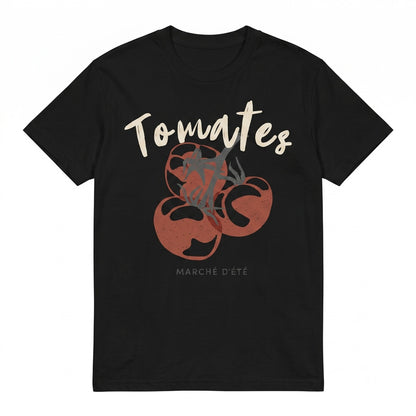French Summer Market Tomato Graphic Vintage Cotton Top Unisex TShirt