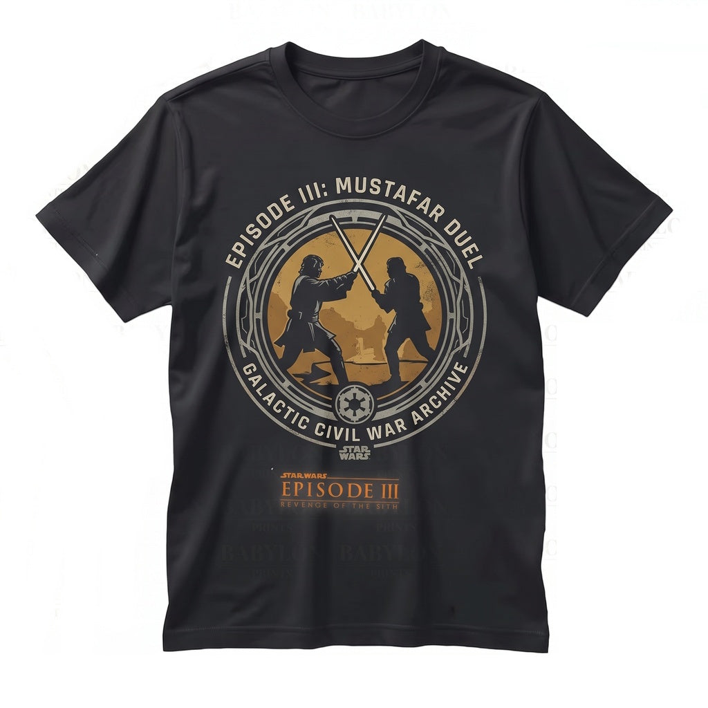 Vintage Retro Anakin Skywalker Obi-Wan Kenobi Mustafar Jedi Duel Graphic Unisex TShirt