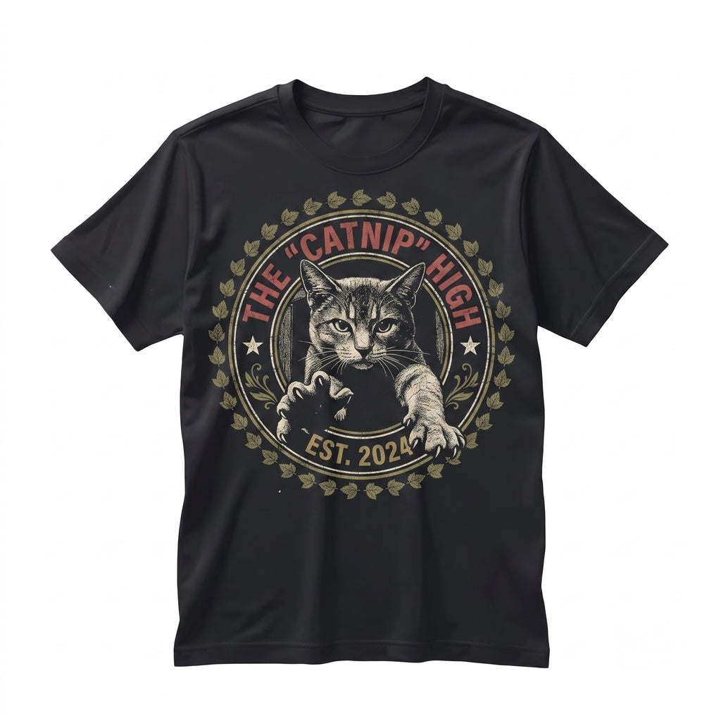Catnip Madness Funny Vintage Halloween Feline Graphic Apparel Unisex TShirt