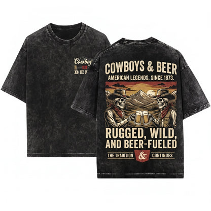 Country Western Cowboy Beer Rodeo Vintage Graphic Apparel Unisex Wash T-Shirt