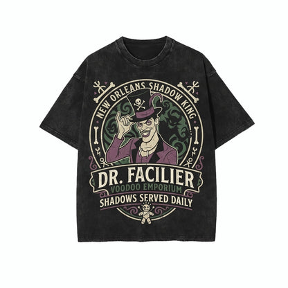 Oversized Dr Facilier Shadow Man Bayou Villain Graphic Cotton Top for Theme Park Vacation, Unisex TShirt