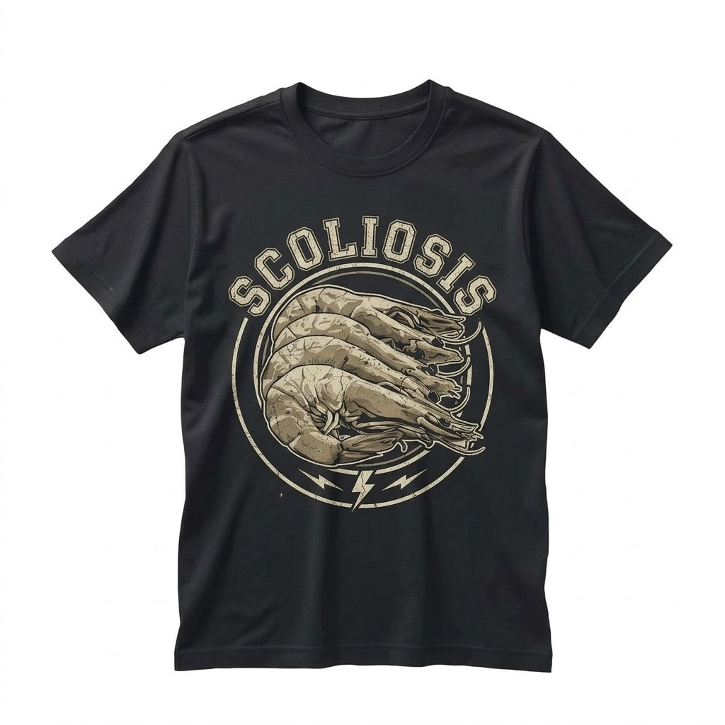 Shrimp Scoliosis Meme Funny Y2K Aesthetic Graphic Streetwear Gift for Gen Z Humor Halloween Unisex TShirt