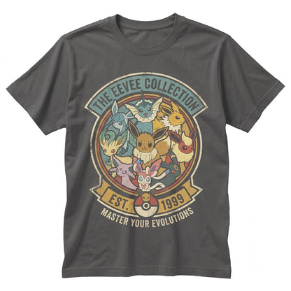 Eevee Evolutions Graphic Top, Cute Anime Monster Gamer Apparel, Nostalgic Japanese Video Game Fan Gift, Unisex TShirt