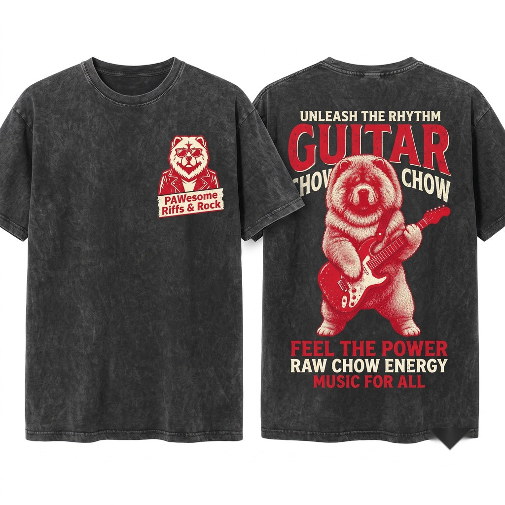 Chow Dog Rock Guitar Music Lover Funny Mom Dad Gift Unisex Wash T-Shirt
