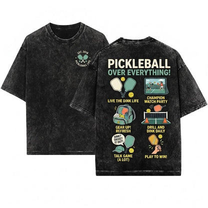 Funny Pickleball Spare Time Quote Graphic Player Hobby Present Athletic Court Paddle Enthusiast Unisex Wash T-Shirt
