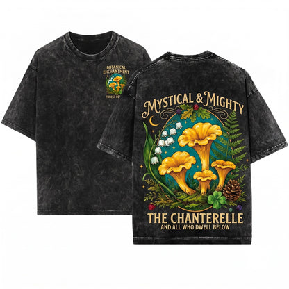 Vintage Chanterelle Mushroom Retro Forest Fungi Classic Botanical Woodland Nature Lover Gift Unisex Wash T-Shirt