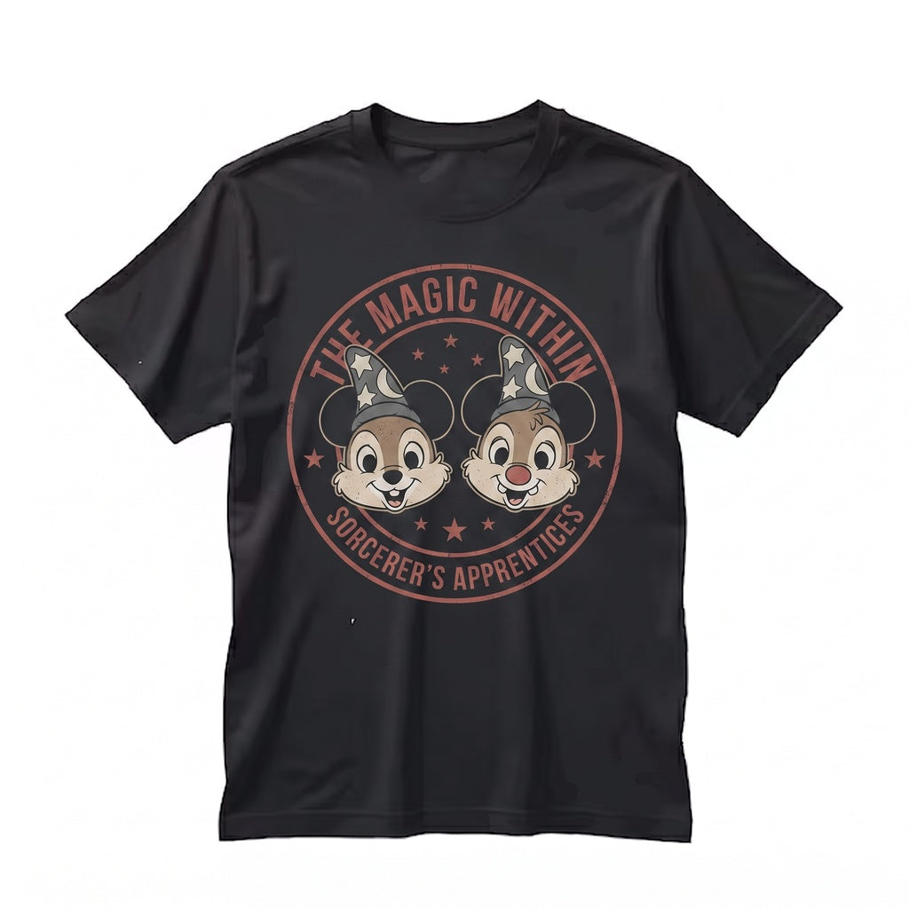 Chip and Dale Sorcerer Wizard Hat Magical Vacation Theme Park Family Matching Apparel Unisex TShirt