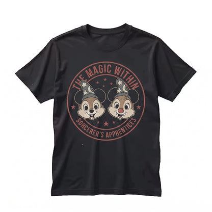 Chip and Dale Sorcerer Wizard Hat Magical Vacation Theme Park Family Matching Apparel Unisex TShirt