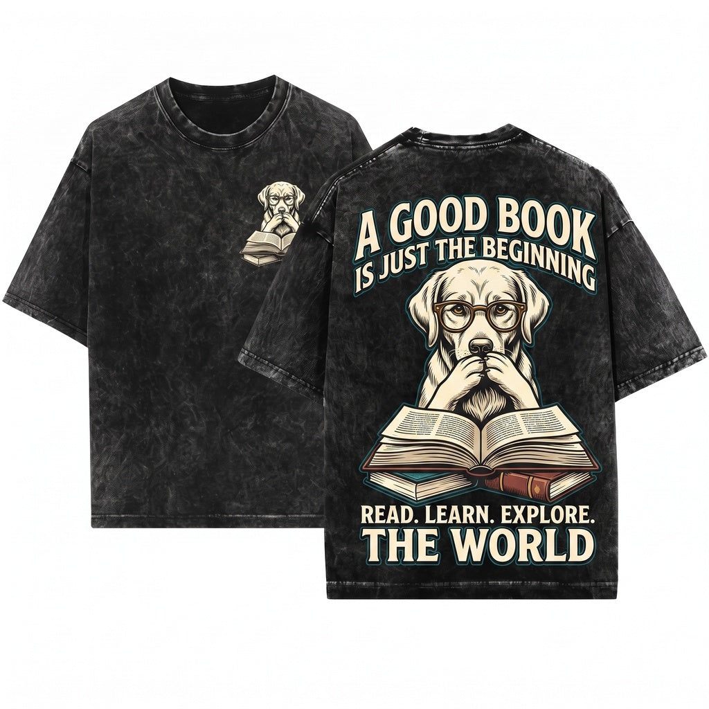 Jack Russell Terrier Reading Bookworm Dog Mom Dad Gift Unisex Wash T-Shirt
