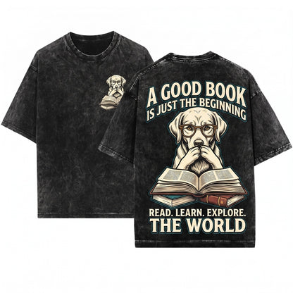 Jack Russell Terrier Reading Bookworm Dog Mom Dad Gift Unisex Wash T-Shirt