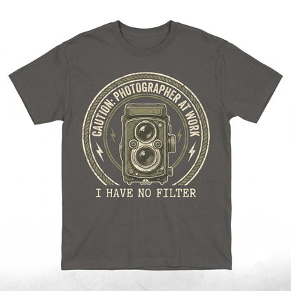 Funny Caution I Have No Filter Graphic Retro Camera Photography Enthusiast Gift Unisex