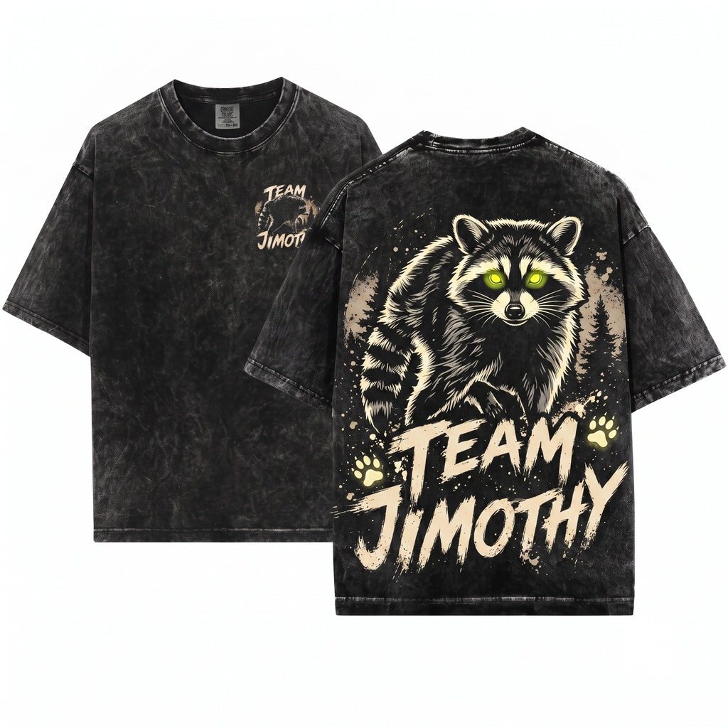 Team Jimothy Seattle Short Spine Raccoon Graphic Viral Meme Unisex Wash T-Shirt