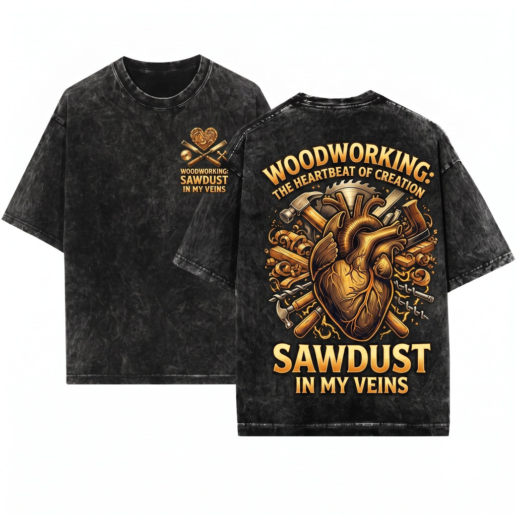 Funny Carpenter Sawdust Veins Woodworker Dad Shop Handyman Graphic Present Unisex Wash T-Shirt