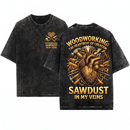 Funny Carpenter Sawdust Veins Woodworker Dad Shop Handyman Graphic Present Unisex Wash T-Shirt