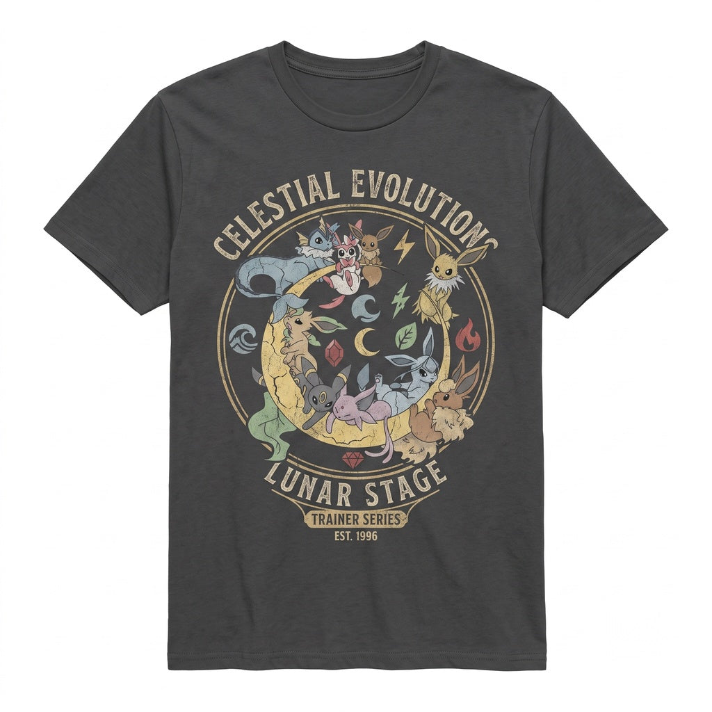 Cute Eevee Evolution Moon Vintage Anime Aesthetic Oversized Gamer Gift Unisex TShirt