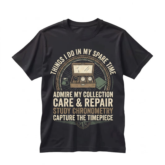 Vintage Horology Watch Graphic, Retro Timepiece Collector Dial Art in 12 Colors & Multi Sizes, Unisex TShirt