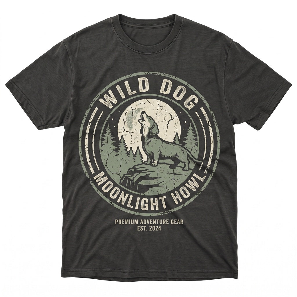 Dachshund Howling Full Moon Graphic Top, 90s Wiener Dog Retro Vintage Funny Animal Owner Present - Unisex TShirt