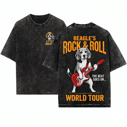 Beagle Rocker Guitarist Musical Lover Parent Gift Funny Canine Graphic Unisex Wash T-Shirt