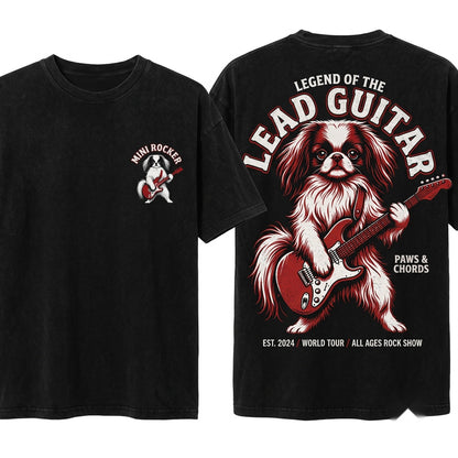 Japanese Chin Rock Guitar Music Lover Funny Dog Pet Mom Dad Gift Unisex Wash T-Shirt