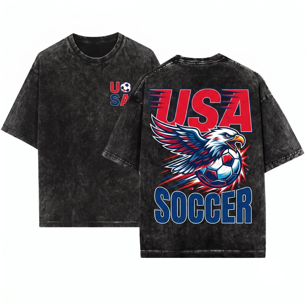 Vintage 1980s American Soccer Team Graphic Fan Apparel Unisex Wash T-Shirt