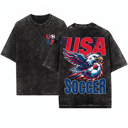 Vintage 1980s American Soccer Team Graphic Fan Apparel Unisex Wash T-Shirt