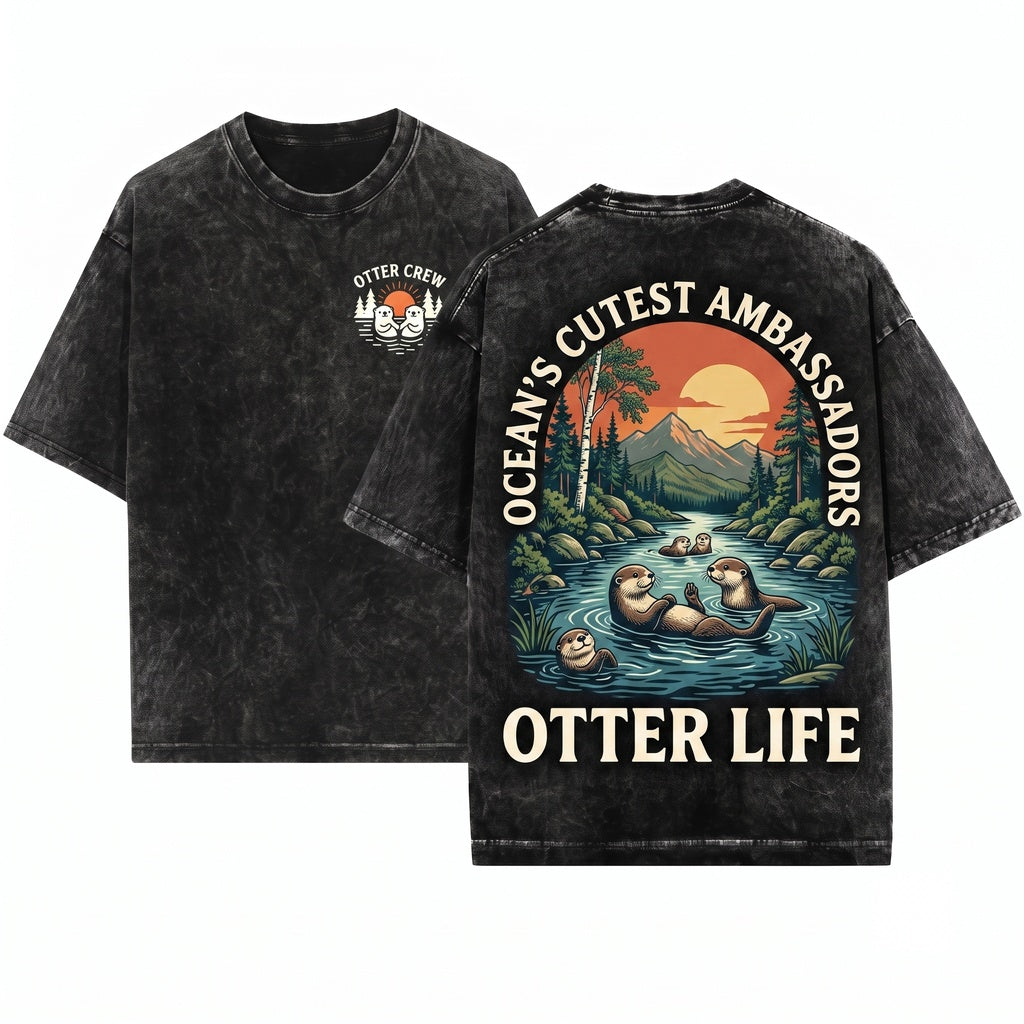 Otter Apparel Scenic Sunset Forest Graphic Unisex Wash T-Shirt