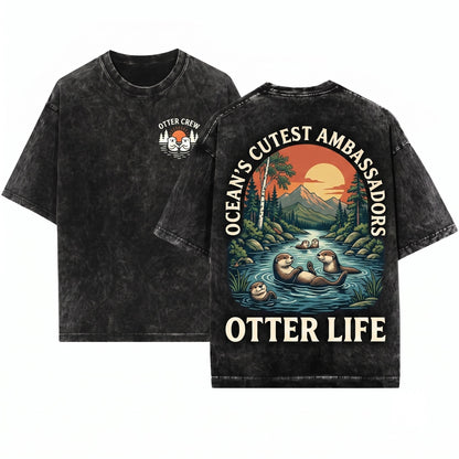 Otter Apparel Scenic Sunset Forest Graphic Unisex Wash T-Shirt