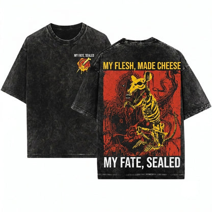 My Flesh Made Cheese Funny Vintage Japanese Rat Unisex Wash T-Shirt