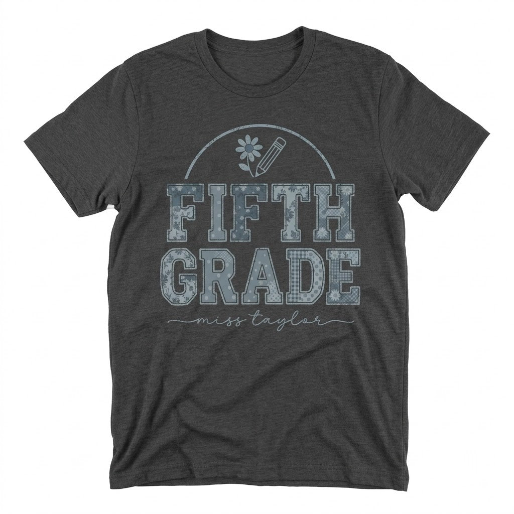 Custom 5th Grade Dream Team Teacher Matching Group Faux Patchwork Back to School Unisex TShirt