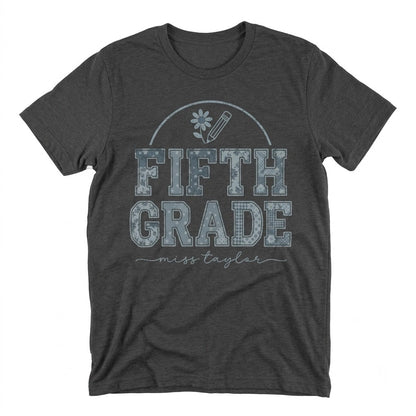 Custom 5th Grade Dream Team Teacher Matching Group Faux Patchwork Back to School Unisex TShirt