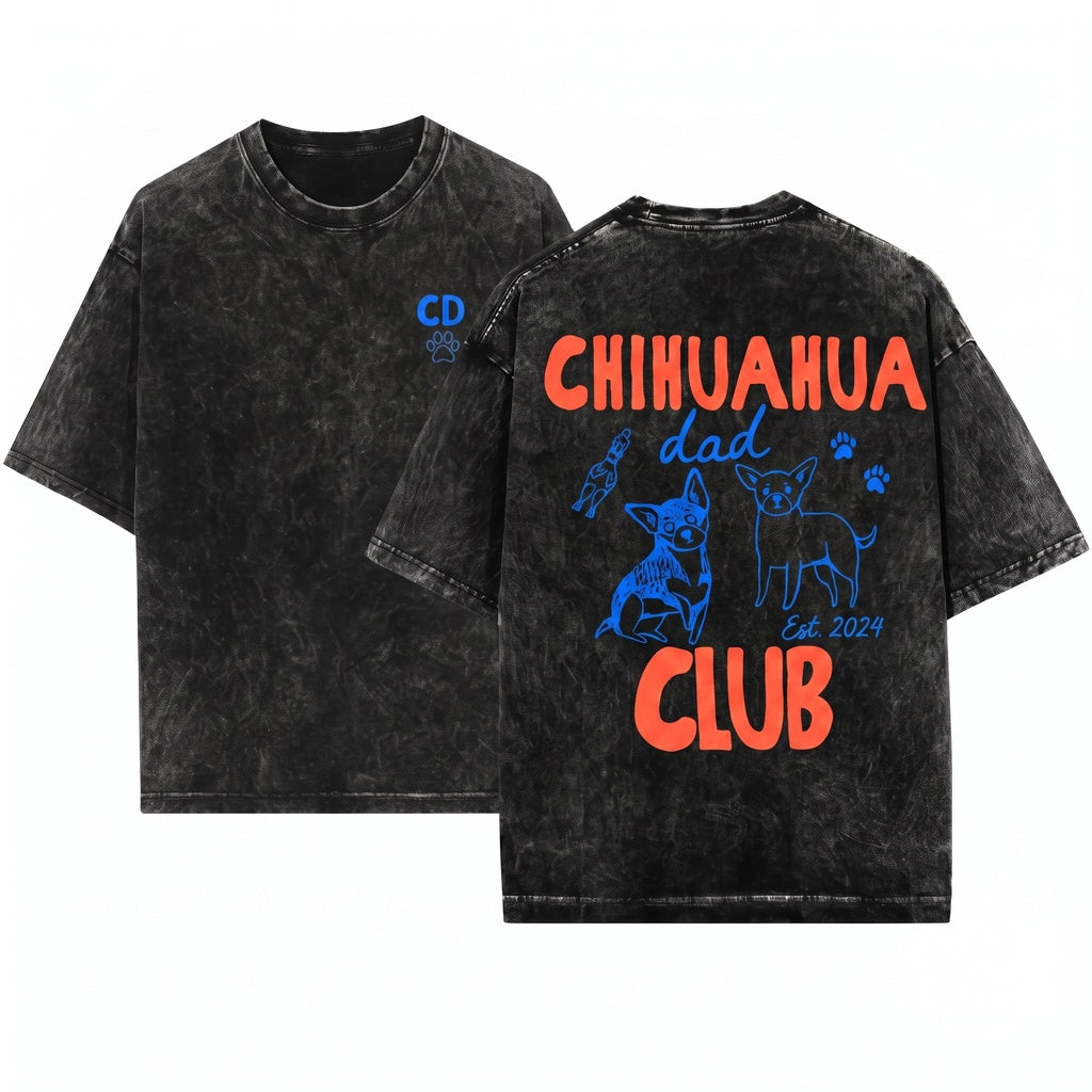 Chihuahua Dad Funny Pet Parent Graphic Dog Lover Gift New Unisex Wash T-Shirt