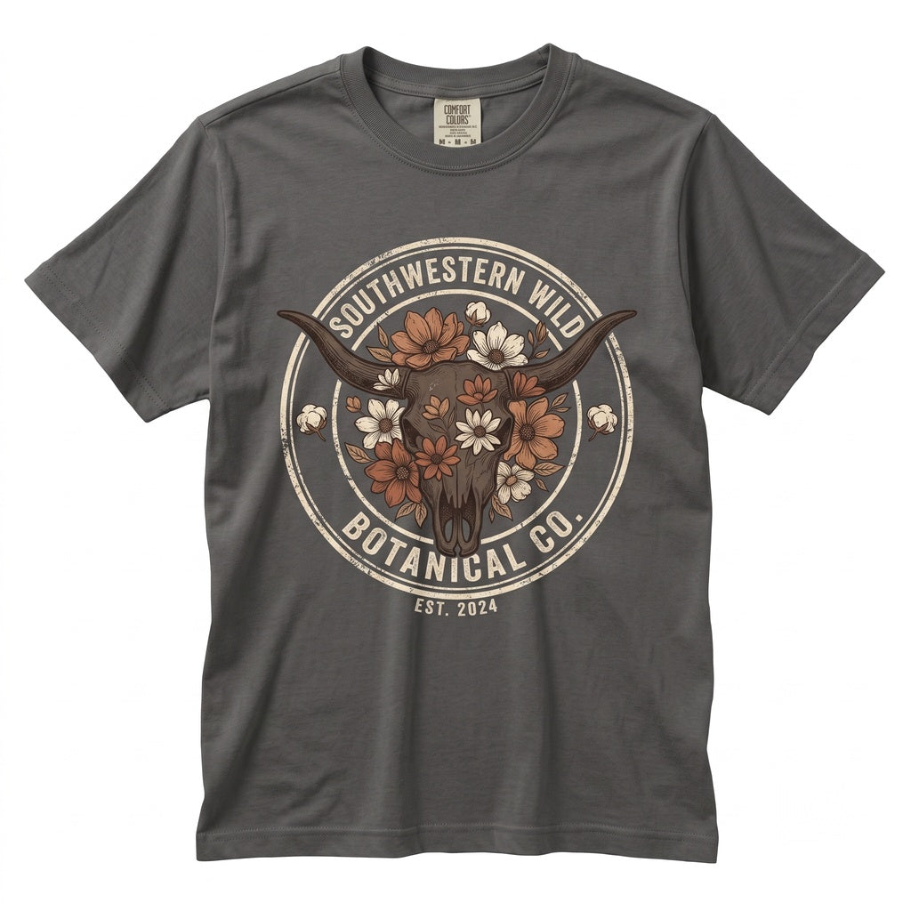 Rustic Genuine Longhorn Cow Skull Western Bull Graphic Apparel Unisex TShirt