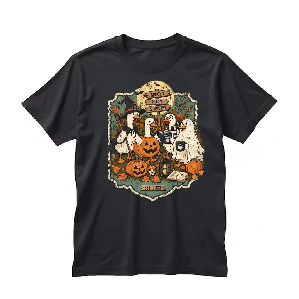 Halloween Ghost Silly Goose Spooky Fall Pumpkins Unisex TShirt