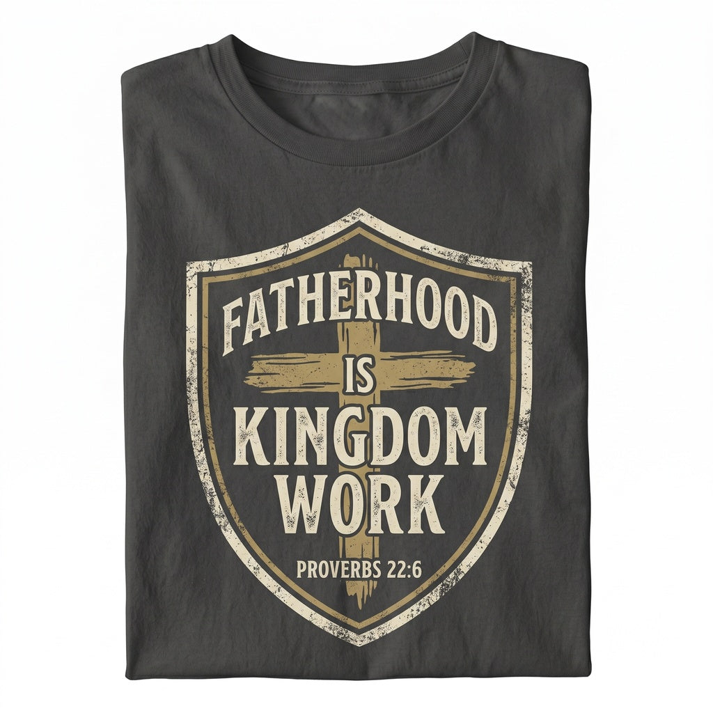 Personalized Christian Dad Gift, Fatherhood Is Kingdom Work Religious Daddy Bible Verse Fathers Day Unisex TShirt