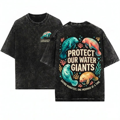 Vintage 90s Retro Manatee Sea Cow Ocean Lover Graphic Star Aesthetic Cute Y2K Gift Unisex Wash T-Shirt
