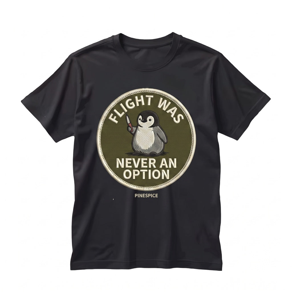 Flight Was Never An Option Embroidered Penguin Graphic Cotton Apparel Unisex TShirt