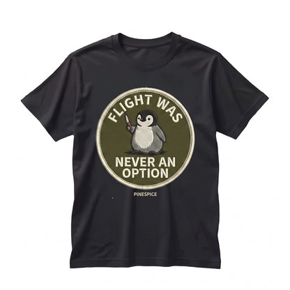 Flight Was Never An Option Embroidered Penguin Graphic Cotton Apparel Unisex TShirt