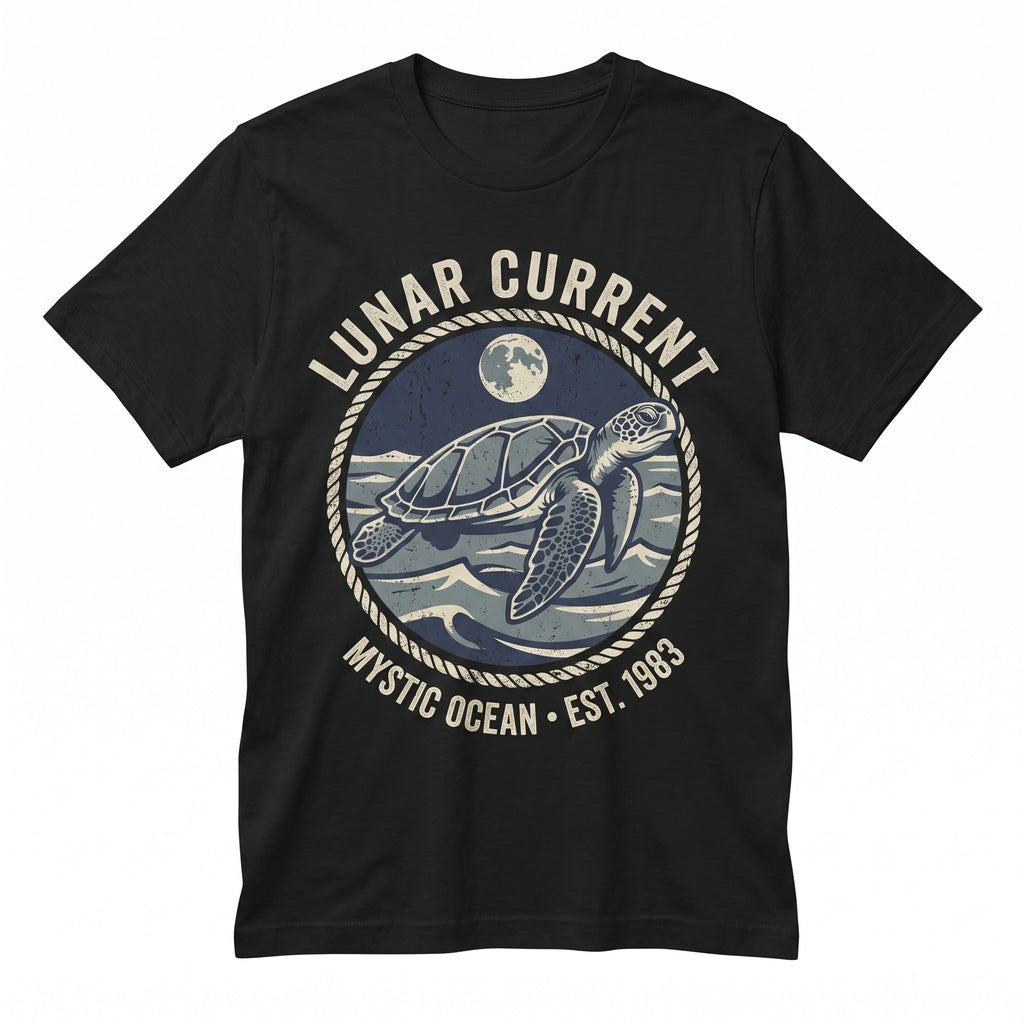 Gothic Sea Turtle Moon Ocean Lightning Dark Marine Animal Halloween Gift for Men Women Unisex TShirt